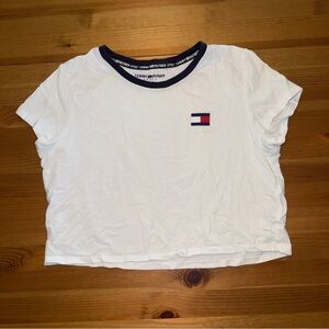 Tommy Hilfiger White Crop T-Shirt with Logo Medium